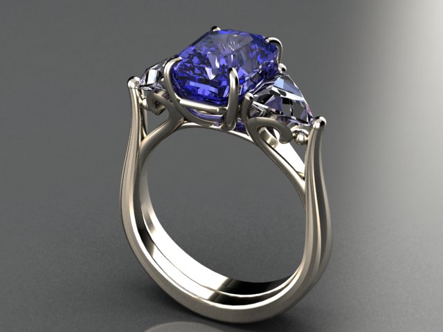 Christopher Michael Tanzanite With Trilliant Side Stones