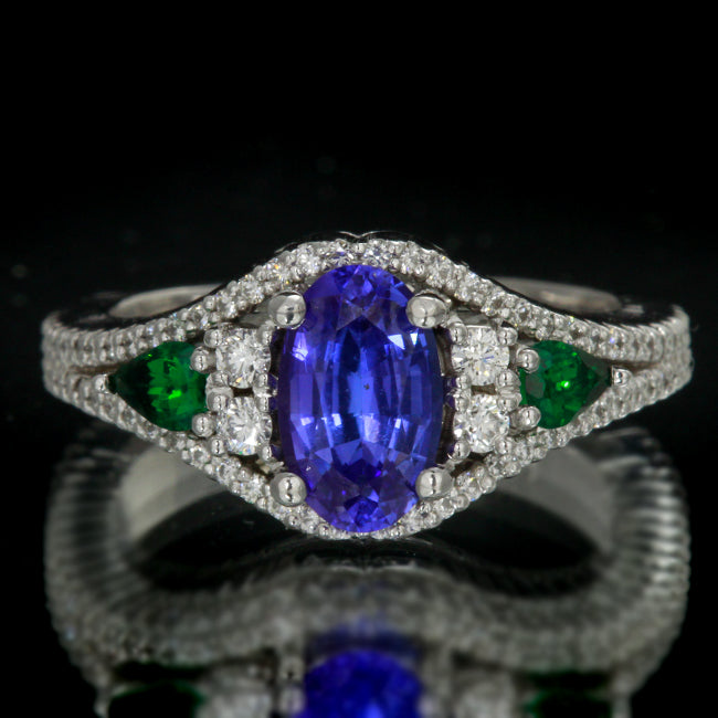 Tanzanite Diamond and Tsavorite Ring