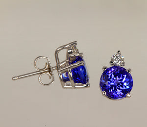 Tanzanite and Diamond Earrings  2.90 Carats