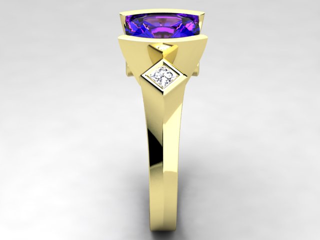 Christopher Michael Original Design With a Vivid Color Antique Cushion Tanzanite