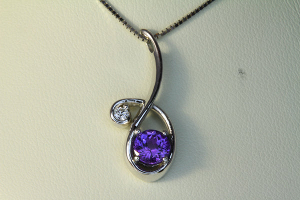 Christopher Michael Designed Pendant Set With a 6mm Round Vivid Color Tanzanite