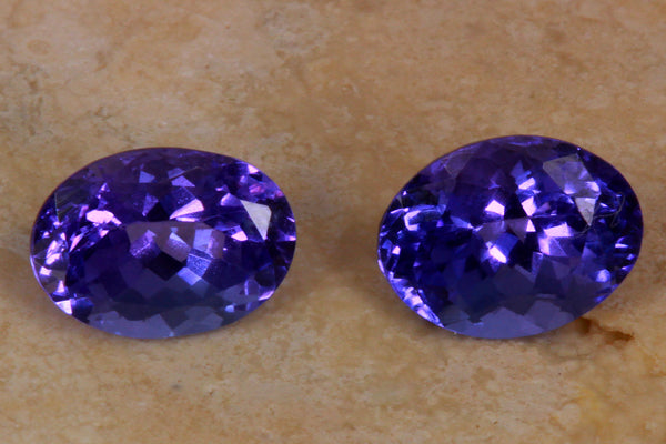 Ultraviolet Tanzanite Pair 3.19 Carat Blue Violet Vivid Color