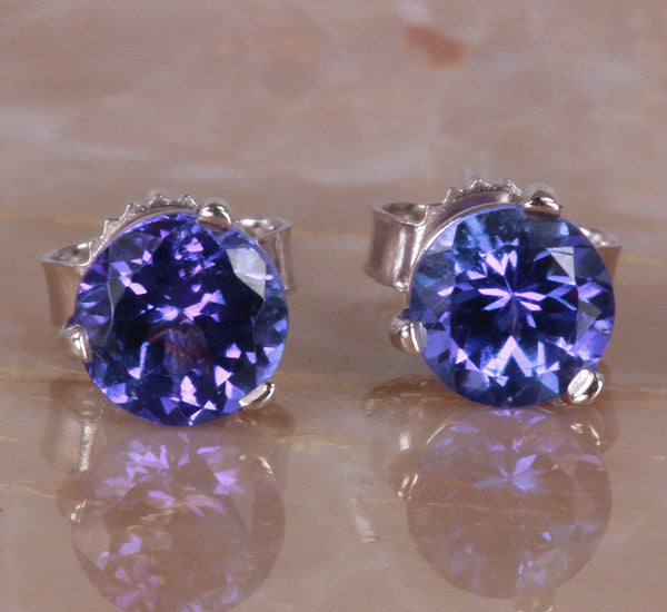Tanzanite Earrings 1.03 Carats Blue Violet Intense Color