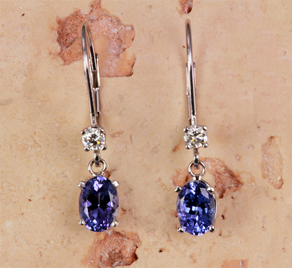 Tanzanite Earrings 1.81 Carat Blue Violet Intense Color