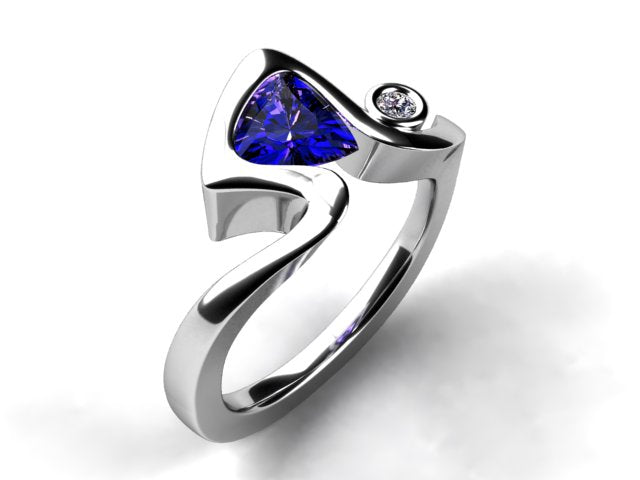 Trillion Tanzanite Ring With Diamond