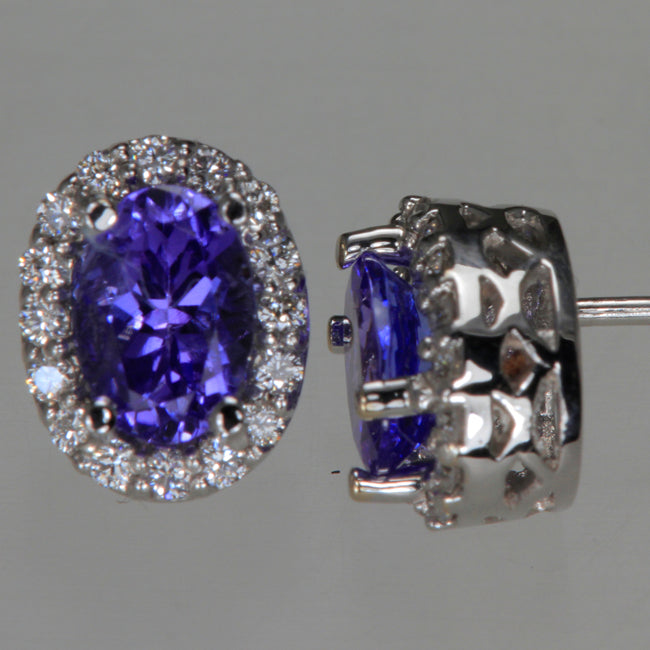 Tanzanite Halo Earrings 1.30 Carats