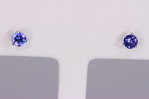 Tanzanite Earrings .53 Carat Blue Violet Intense Color