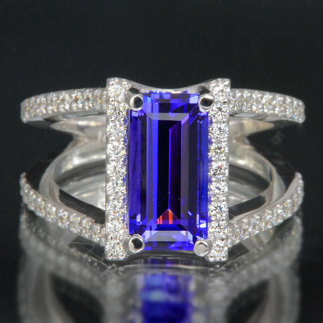Tanzanite Ring 3.13 Emerald Cut 