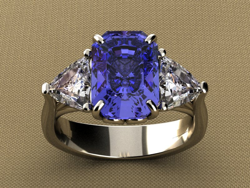 Christopher Michael Tanzanite With Trilliant Side Stones