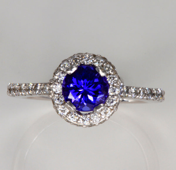 Tanzanite Halo Ring With Diamonds