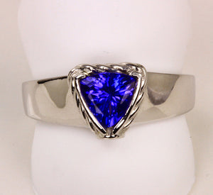 Christopher Michael Designed .94 Carat Trilliant Tanzanite Ring With Diamond