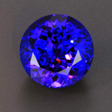 Round Tanzanite With Extreme Red Flash 53.65 Carats