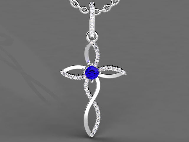 Tanzanite Cross With Fine Diamonds
