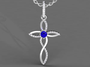 Tanzanite Cross With Fine Diamonds