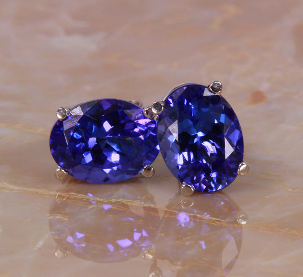White Gold Tanzanite Earrings 3.19 Carat