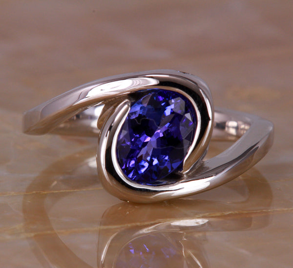 Christopher Michael Designed Ring With 8x6 MM Oval Tanzanite