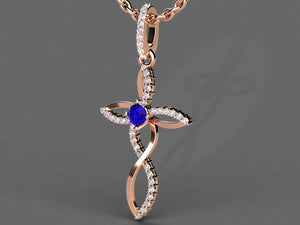 Tanzanite Cross With Fine Diamonds