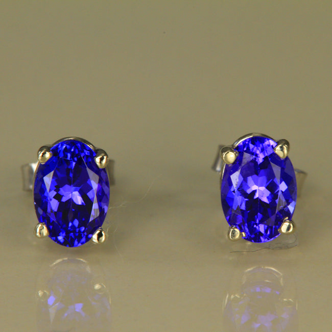 Tanzanite Oval Earrings 1.70 Carats Total Weight