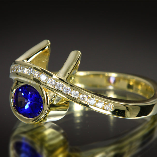 Oval Tanzanite Ring With Diamond by Christopher Michael