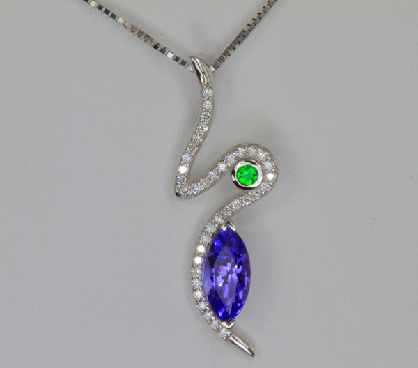 Marquise Tanzanite with Tsavorite and Diamonds