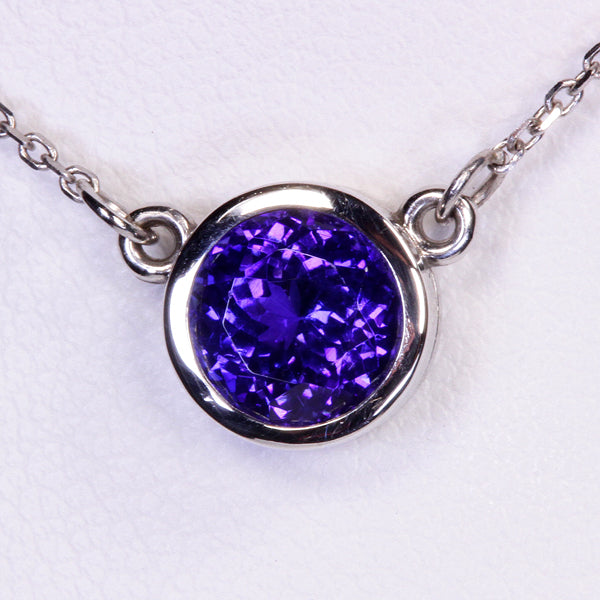 Bezeled Pendant with an Exceptional Plus Colored Tanzanite 1.82 Carats