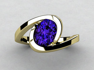 Christopher Michael Designed Ring With 8x6 MM Oval Tanzanite