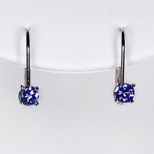 Half Carat White Gold Lever Back Tanzanite Earrings