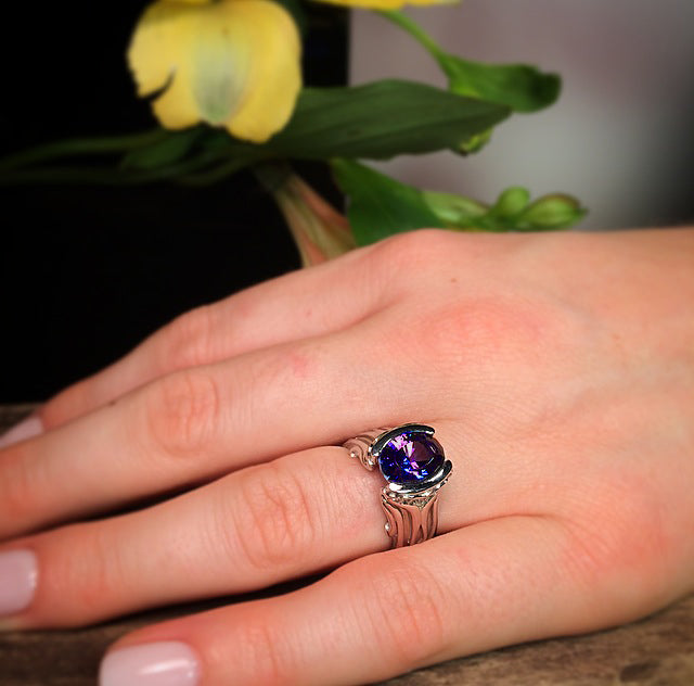 Tanzanite Diamond Ring With Precision Cut AAA Tanzanite