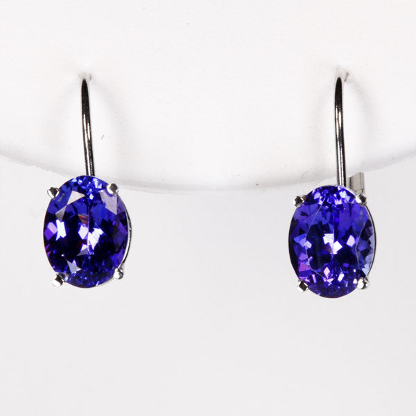 Lever Back Tanzanite Earrings 3.07 Carat BVV Color