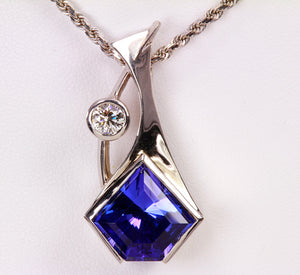 Natural Unheated Color Tanzanite Pendant Designed by Christopher Michael