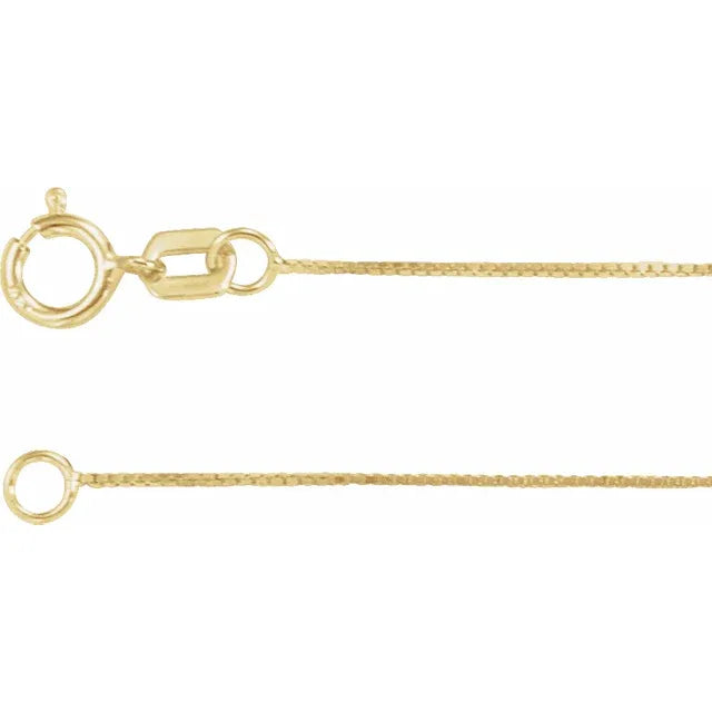 14K Gold  .55 mm Box Chain with Spring RIng Clasp