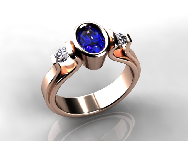 Custom 7x5 Oval Tanzanite with .25 Carats of Ideal Cut Diamonds 