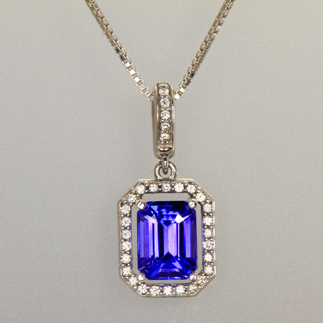 Tanzanite Halo Pendant 1.88 Carats