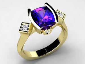 Christopher Michael Original Design With a Vivid Color Antique Cushion Tanzanite