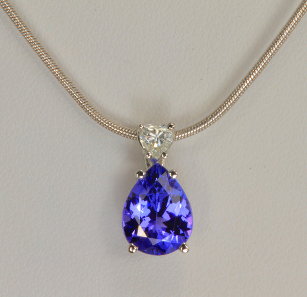 Tanzanite Pendant With Heart Shaped Diamond