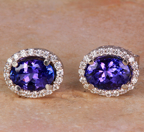 Tanzanite Earrings 3.33 Carat Blue Violet Vivid Color