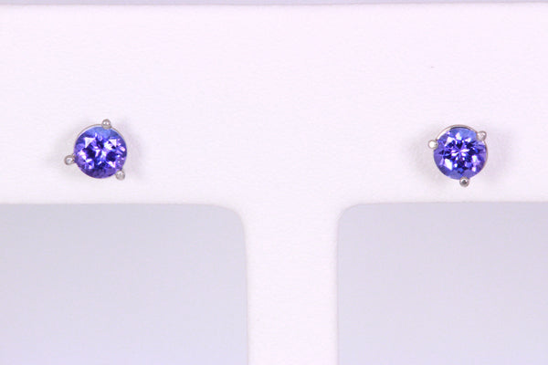 White Gold Tanzanite Earrings .84 Carat-14kt White Gold