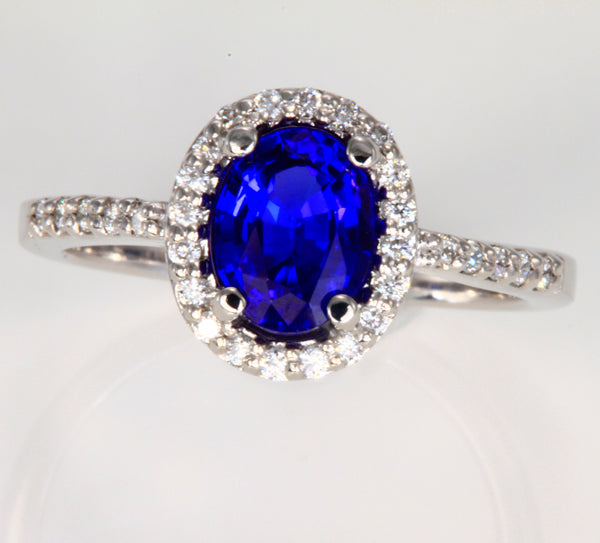 Tanzanite Halo Ring