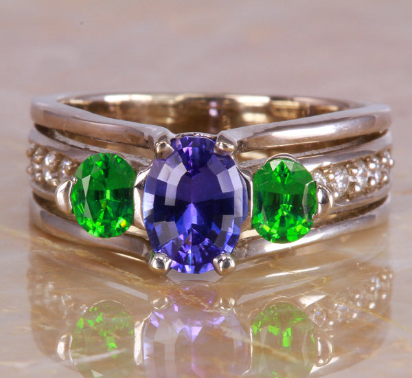 Tanzanite and Tsavorite Ring Designed by Christopher Michael
