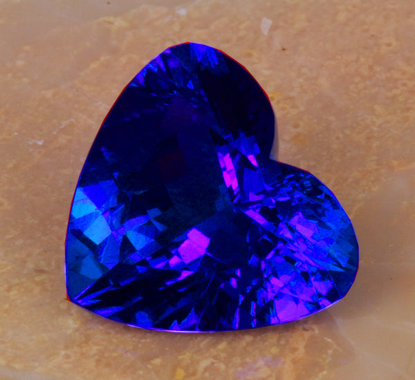 Top Gem Quality 6.57 Carat Heart Tanzanite with Blue Violet Exceptional Plus Color
