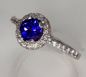 Tanzanite Halo Ring With Diamonds