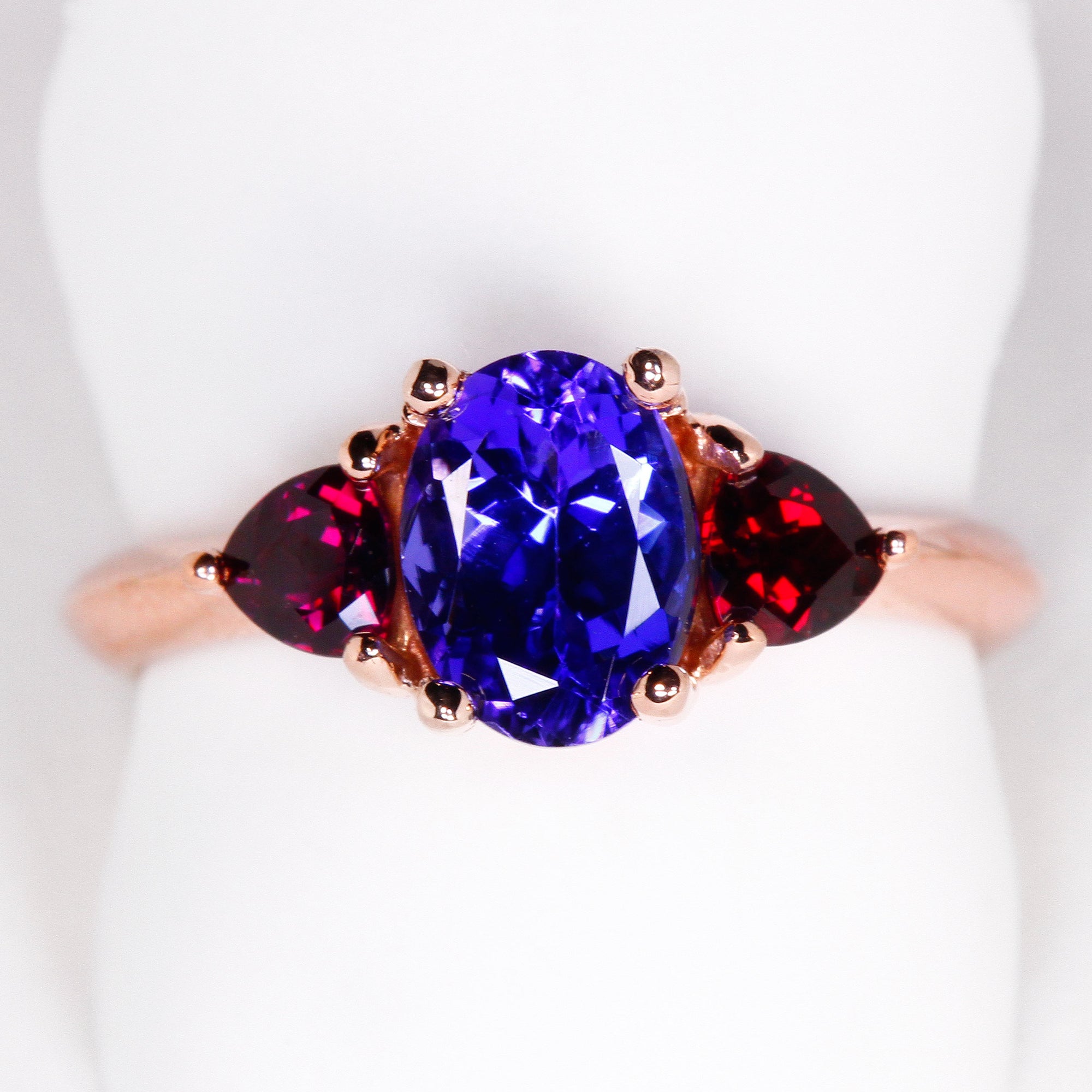 14kt Rose Gold Tanzanite and Chrome Pyrope Ring