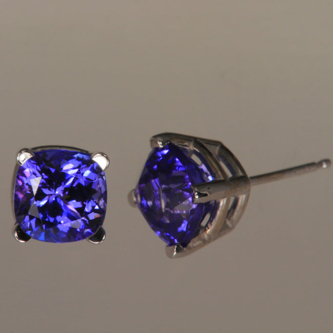 Cushion Tanzanite Earrings 2.67 Carats