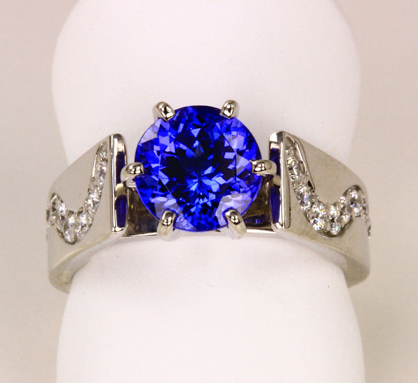 Tanzanite Ring Designed By Christopher Michael 2.41 Carat VBV Color