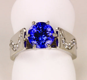 Tanzanite Ring Designed By Christopher Michael 2.41 Carat VBV Color