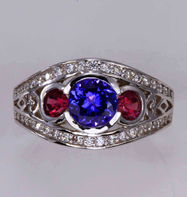 Tanzanite and Rhodolite Ring