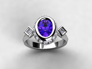 Christopher Michael Designed Ring with Vivid Color 1.46 Carat Oval Tanzanite