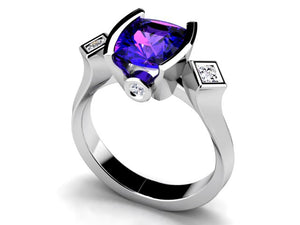 Christopher Michael Original Design With a Vivid Color Antique Cushion Tanzanite