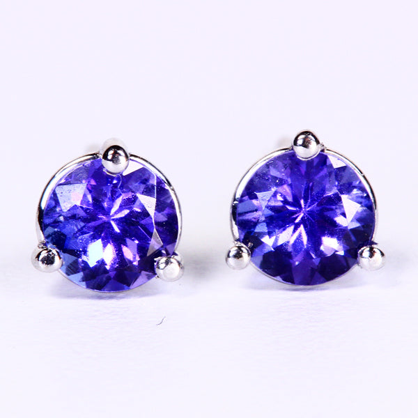 Tanzanite Earrings .75 Carat Ultra Violet Intense Color
