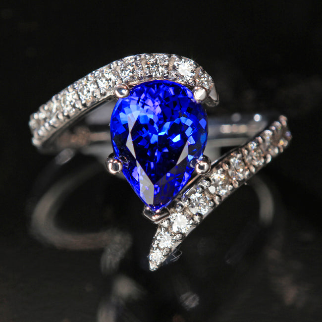 Pear Shape 3.85 Carat Tanzanite Ring 